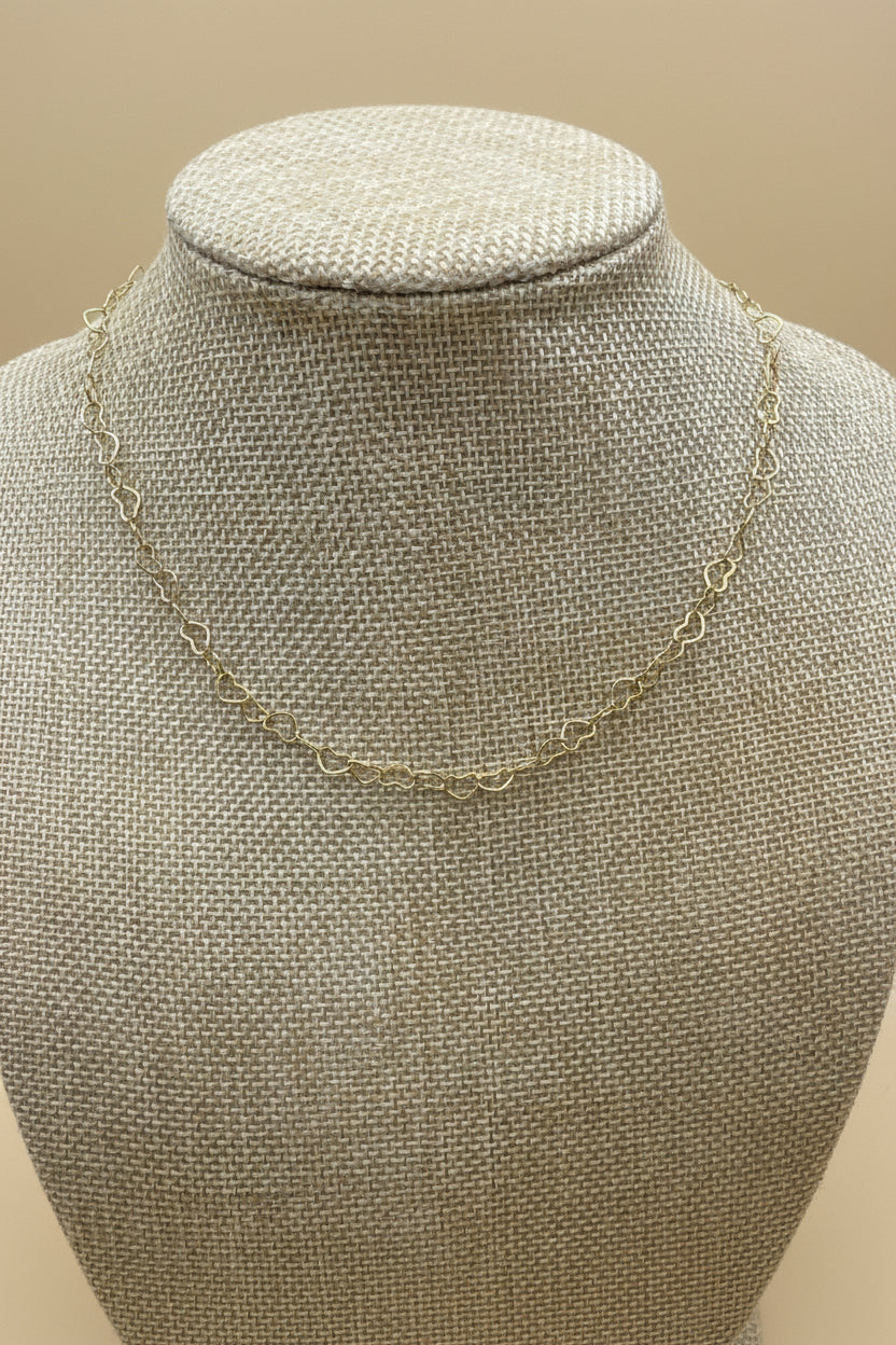 Collar Acero Cadena Corazones Dorada