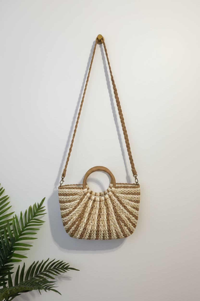 Bolso Media Luna Rafia