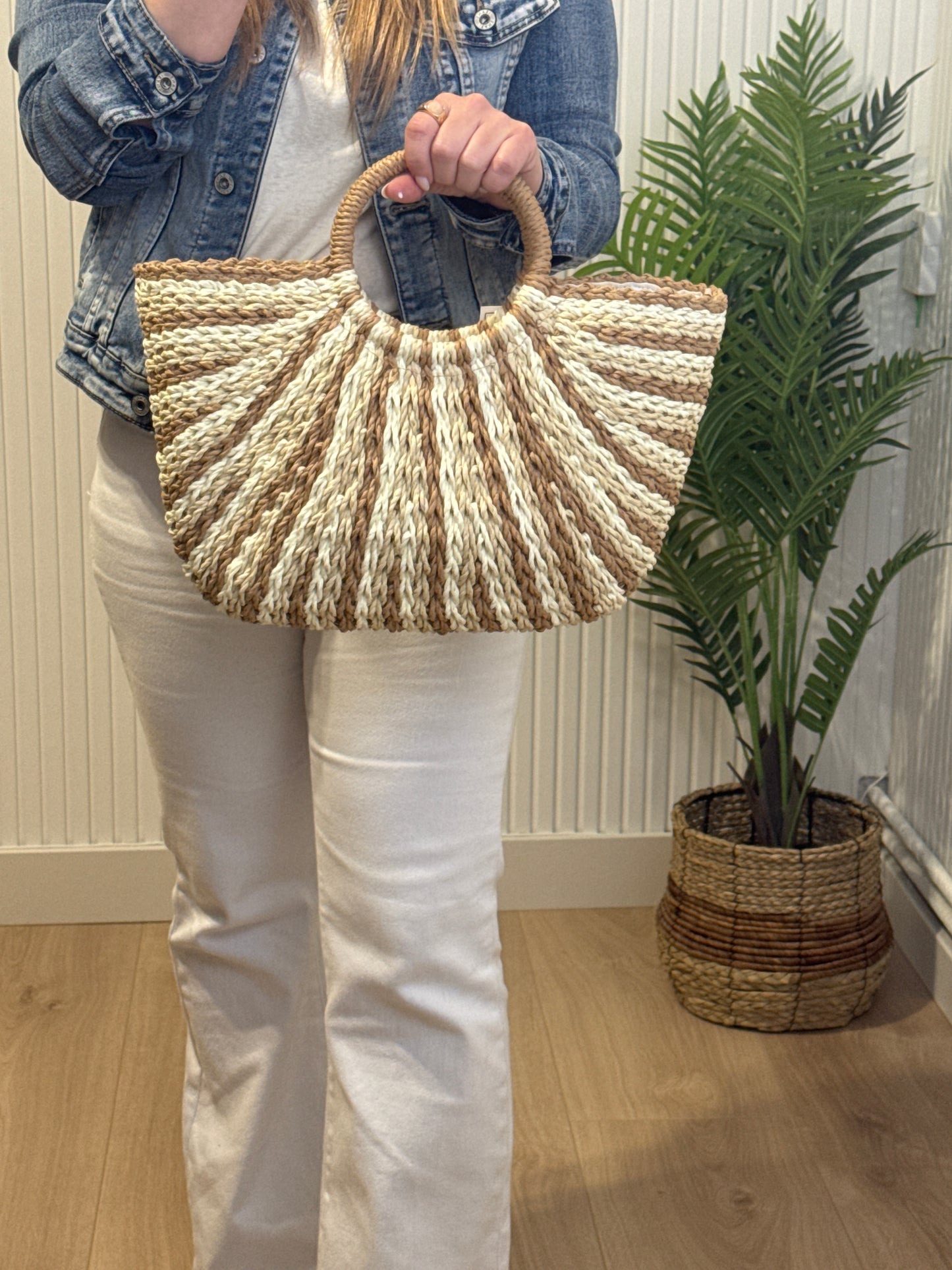 Bolso Media Luna Rafia