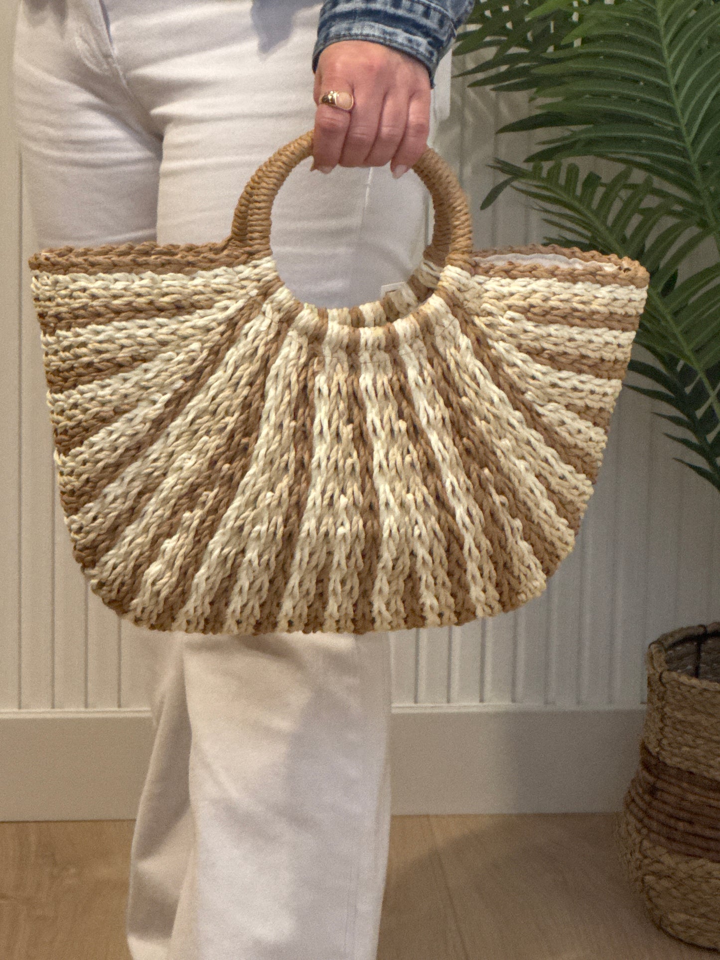 Bolso Media Luna Rafia