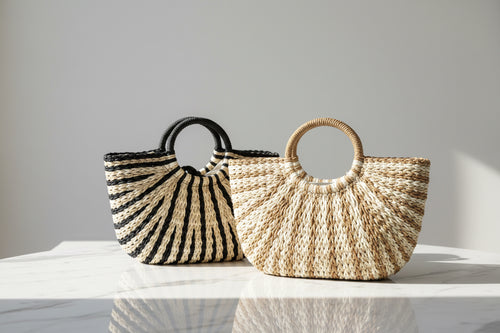 Bolso Media Luna Rafia
