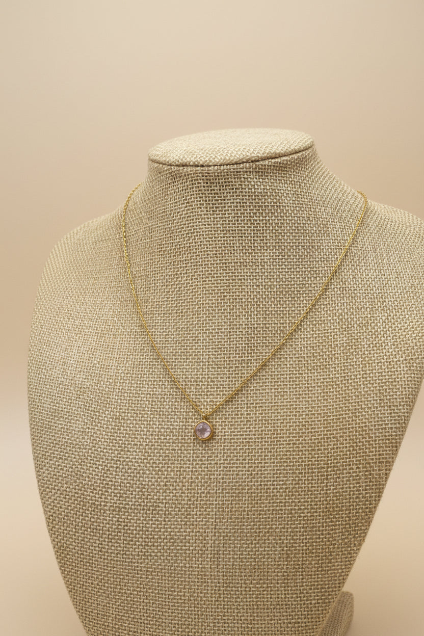 Collar Acero Nácar Rosa Cuadrado