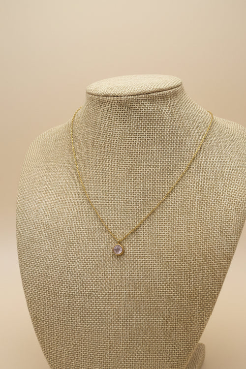 Collar Acero Nácar Rosa Cuadrado